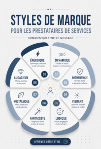 Visuel inspirant de branding montrant des designs variés.