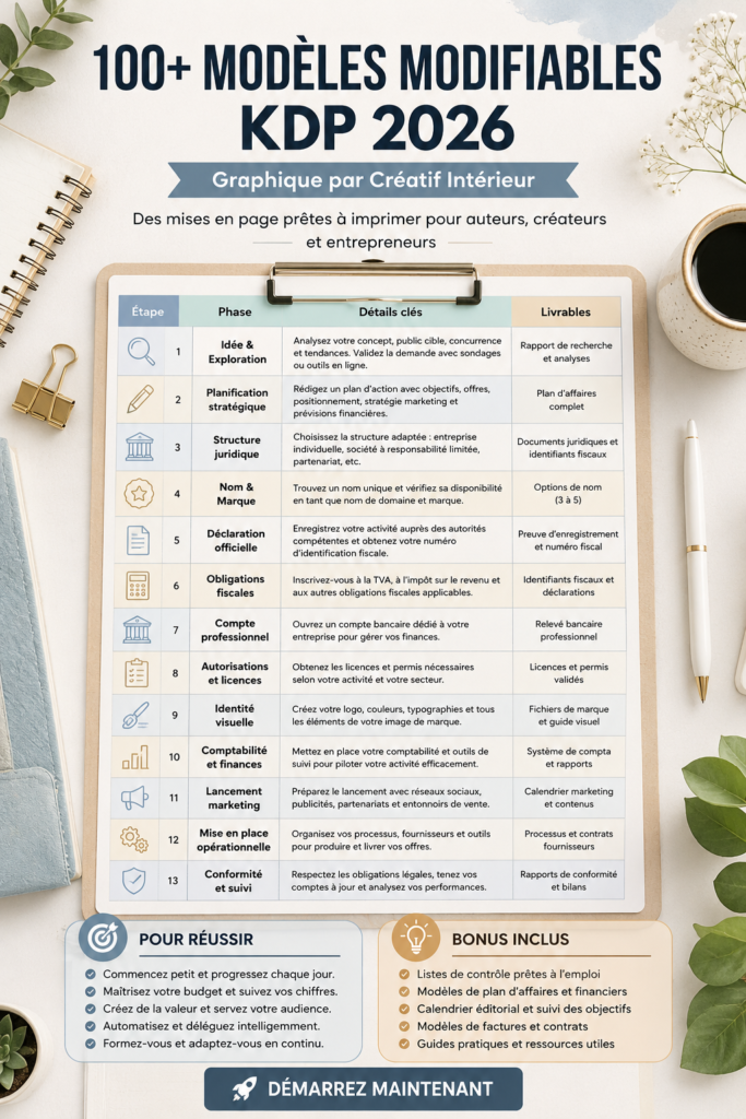 Exemple de modèles KDP modifiables pour les femmes entrepreneures.