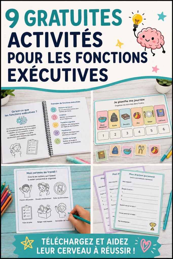 Un groupe d'enfants s'amusant en participant à des activités éducatives, pour développer leurs fonctions exécutives.