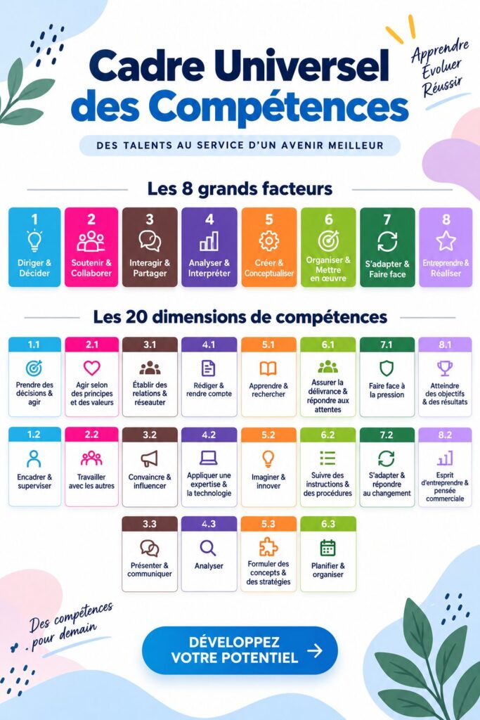 Illustration représentant la gestion des compétences en entreprise avec le cadre UCF.