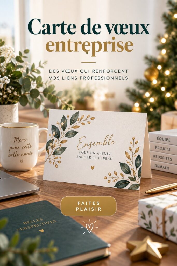 Des cartes de vœux professionnelles créatives sur un bureau