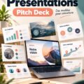 Un exemple de pitch deck professionnel avec des graphiques illustrant une stratégie d'entreprise.