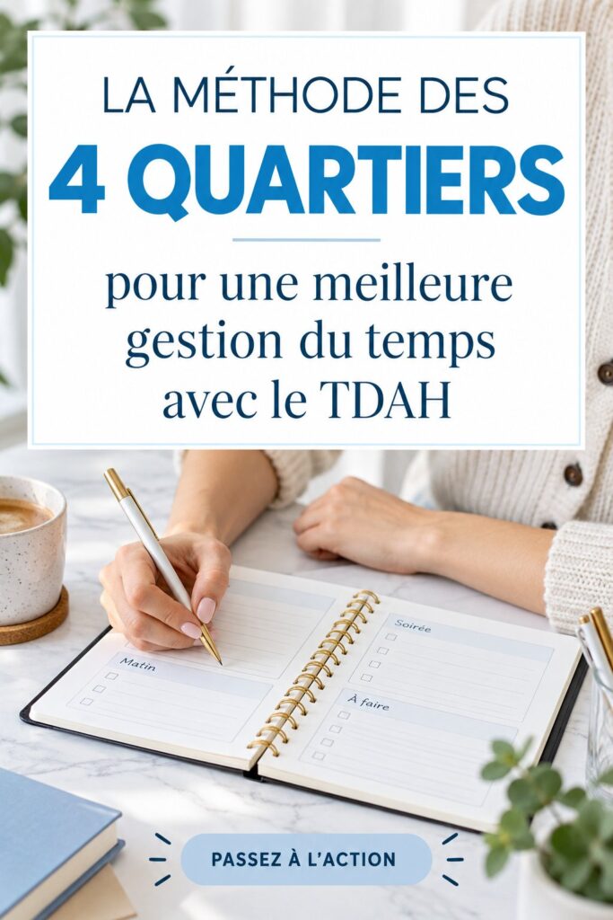 Femme organisant son emploi du temps avec un planning, représentant la méthode des 4 quarts pour une meilleure gestion du temps.