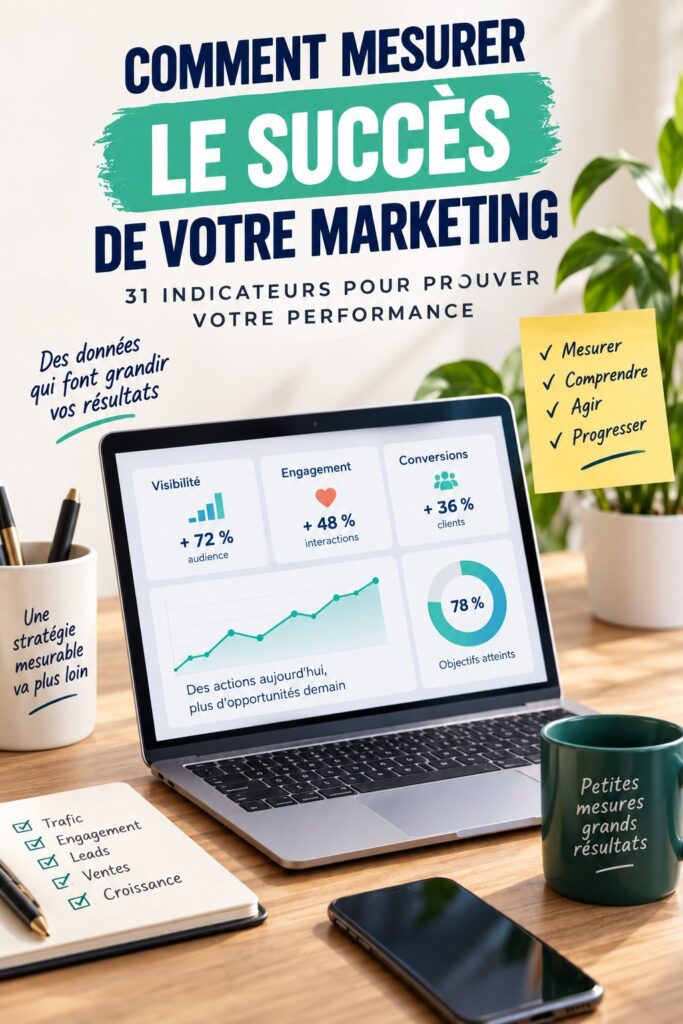 Une femme en train d'analyser des indicateurs marketing sur un ordinateur