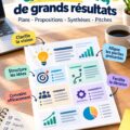 Modèle de plan d'affaires sur un bureau avec un ordinateur