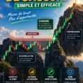 L'image représente une femme devant un écran de trading, contemplant une stratégie de price action.