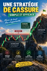 L'image représente une femme devant un écran de trading, contemplant une stratégie de price action.