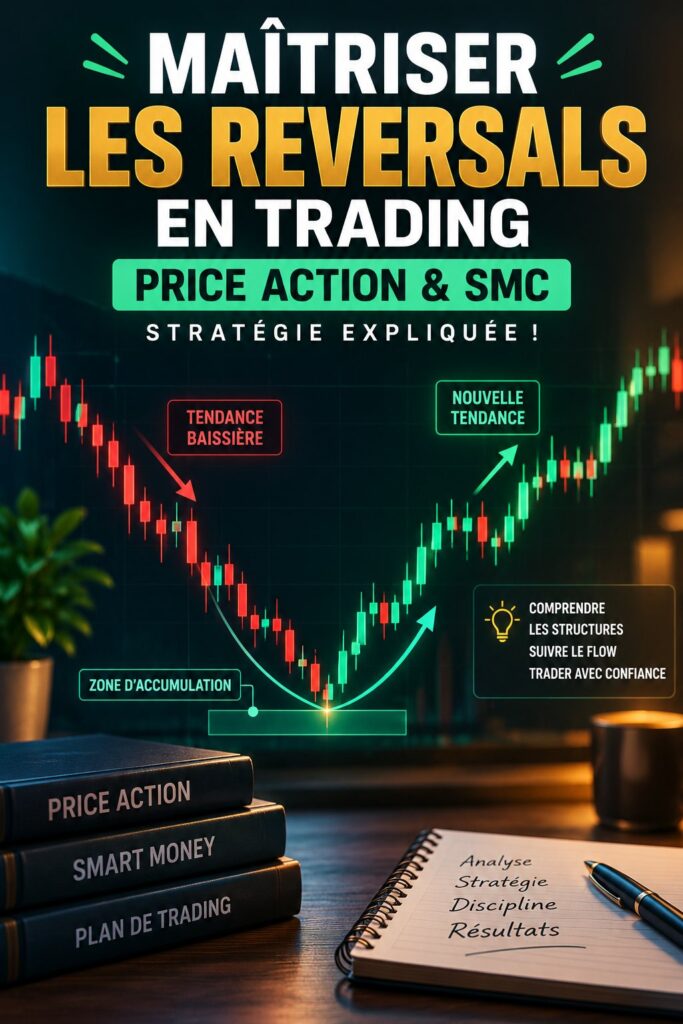 Image représentant un graphique de trading mettant en avant un renversement de tendance grâce à l'utilisation de la méthode Price Action.