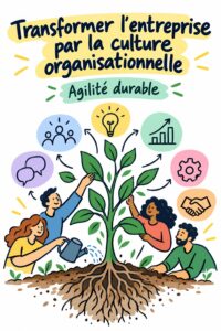 Une équipe dynamique en pleine discussion, illustrant l'agilité grâce à une culture collaborative.