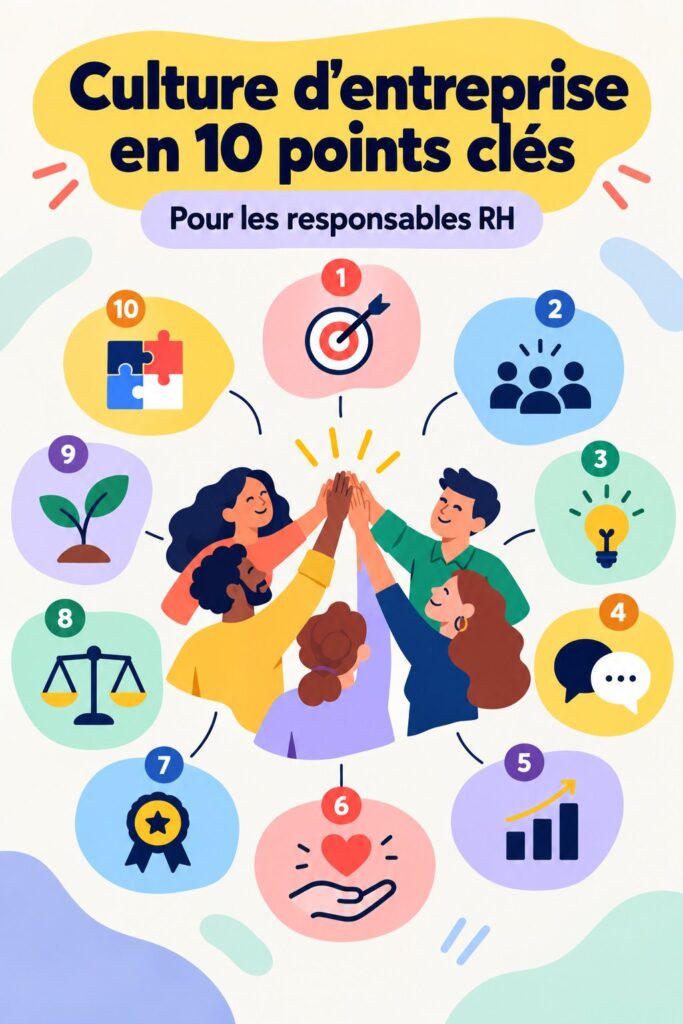 Infographie illustrant les principes de la culture d'entreprise