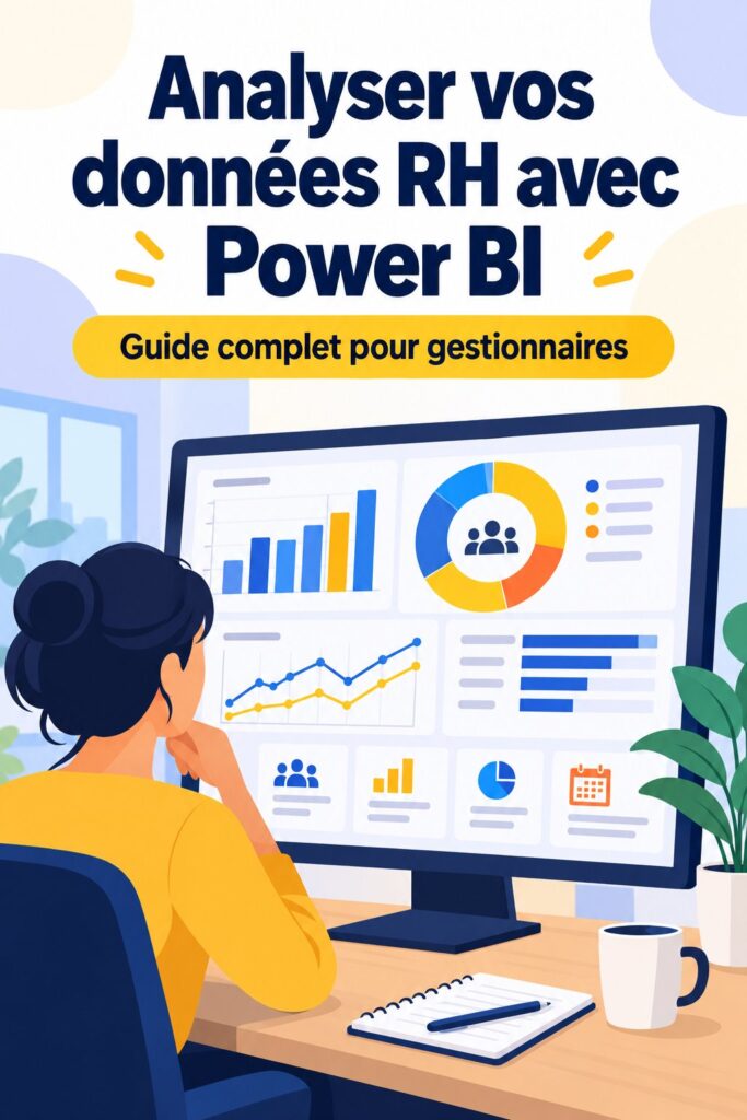 Capture d'écran d'un tableau de bord Power BI dédié à l'analyse des données RH.