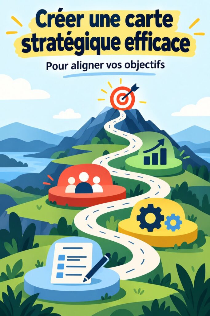 Carte stratégique d'entreprise illustrant des objectifs et des liens