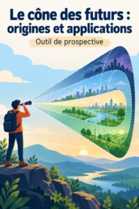 Illustration du cône des futurs représentant différents scénarios d'avenir dans une stratégie d'entreprise.