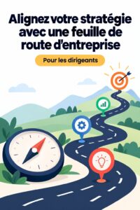 Visuel d'une feuille de route stratégique alignée avec les objectifs d'entreprise.