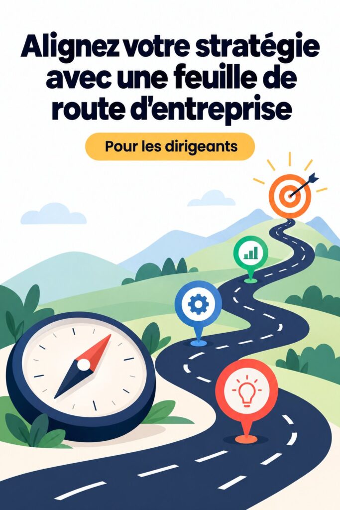 Visuel d'une feuille de route stratégique alignée avec les objectifs d'entreprise.