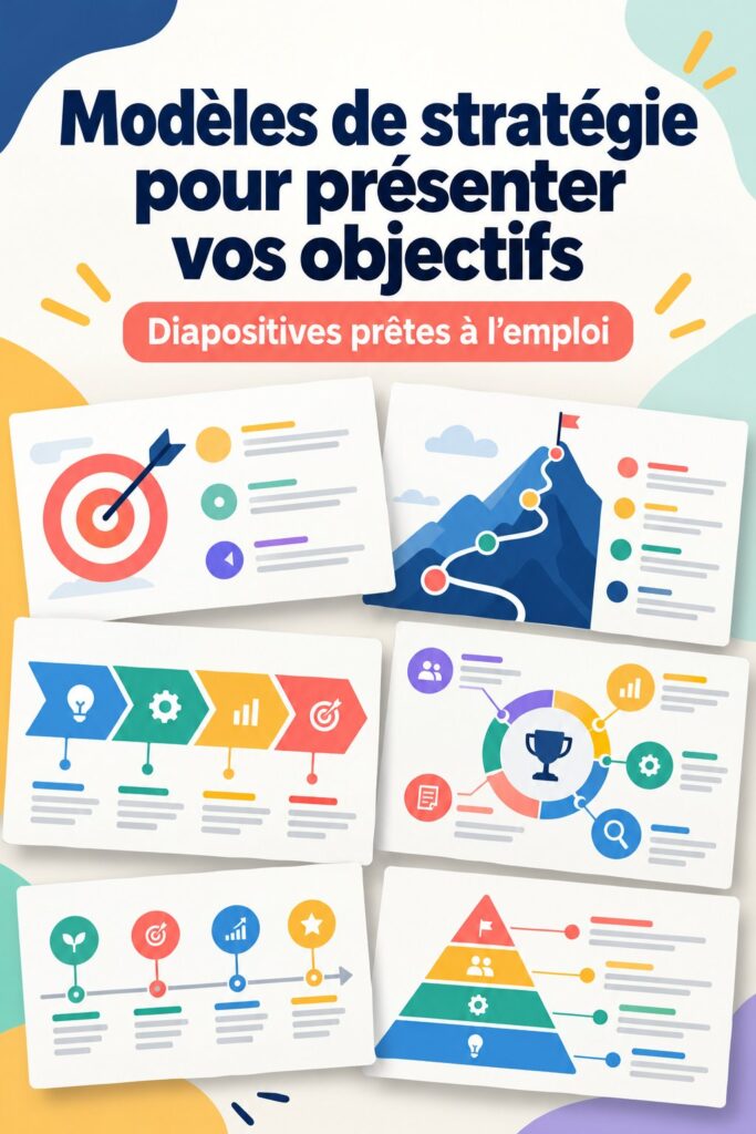 Modèle de présentation de stratégie d'entreprise pour objectifs clairs