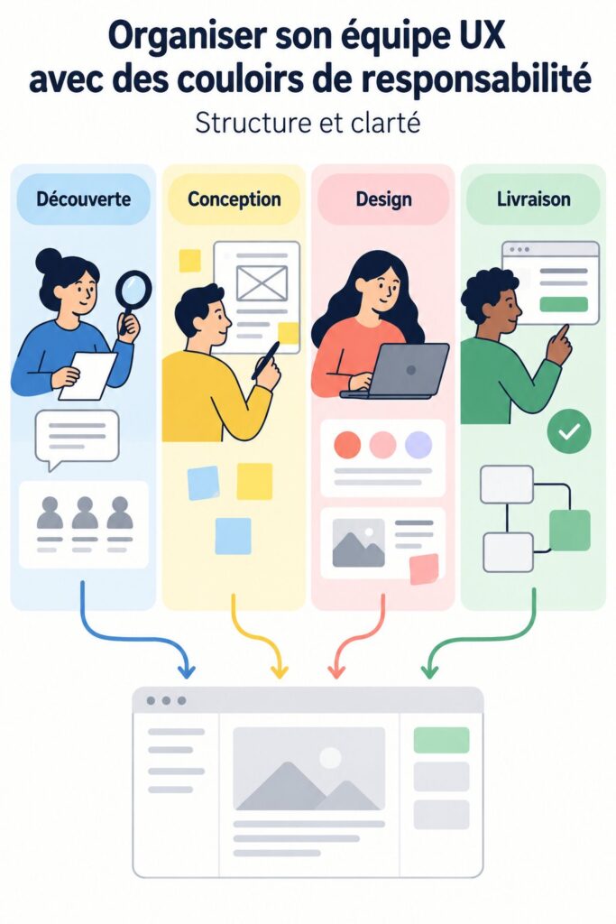 Exemple d'un diagramme de Swimlanes pour la gestion de projet en équipe.