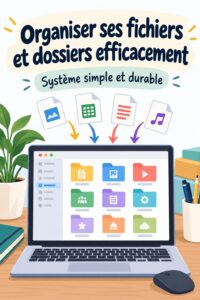 Femme organisant des fichiers sur son bureau, illustrant l'importance de l'organisation dans le travail.