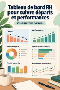 Tableau de bord RH montrant les performances des employés et les départs