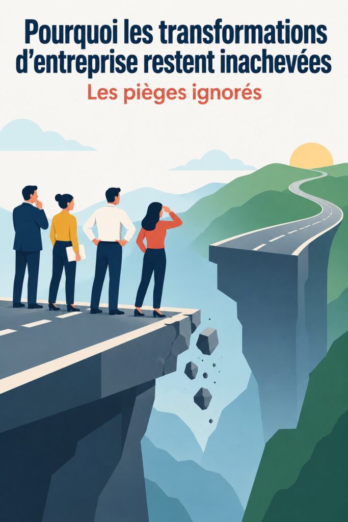 Illustration représentant une équipe de femmes discutant d'une transformation d'entreprise.